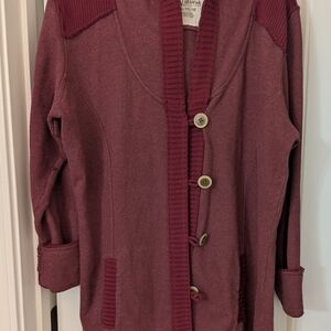 Natural Reflections Maroon Button-Up Cardigan